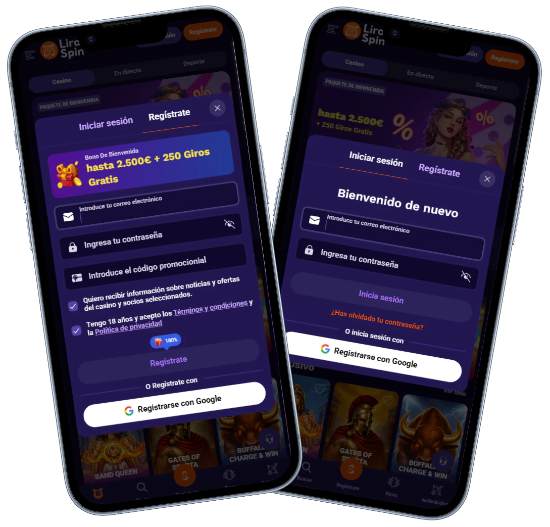LiraSpin Casino: registro e inicio de sesión